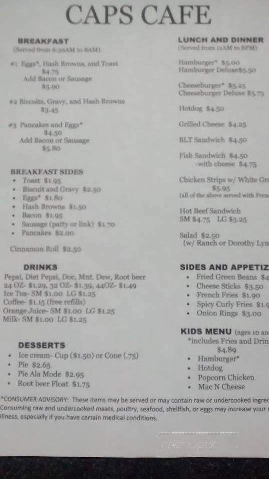 Cap's Cafe - Nelson, NE menu_pic
