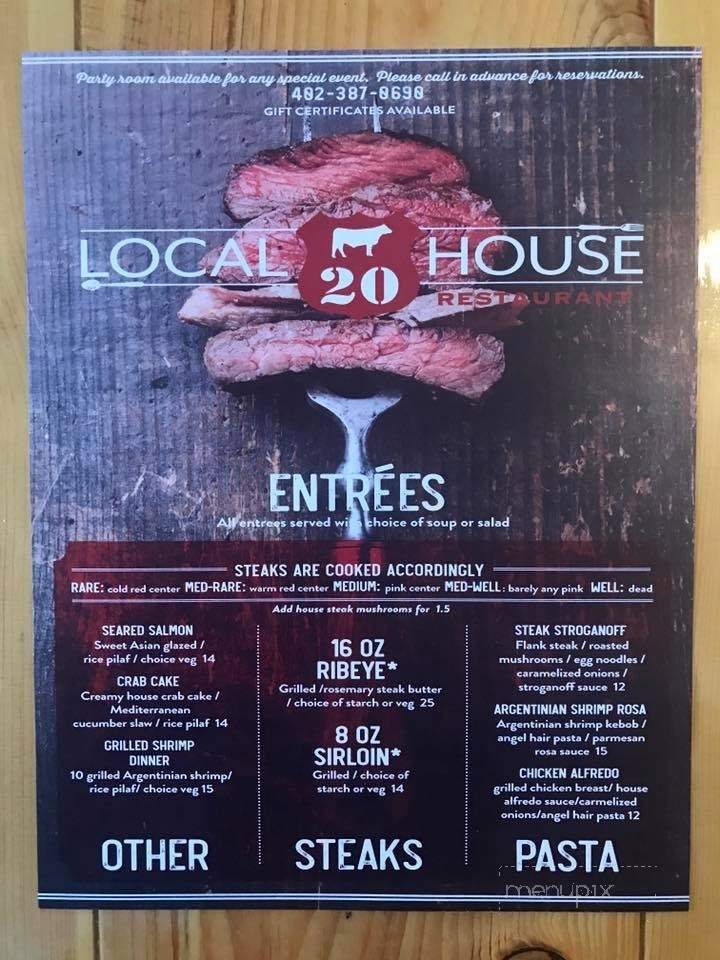 Local House 20 - Ainsworth, NE menu_pic