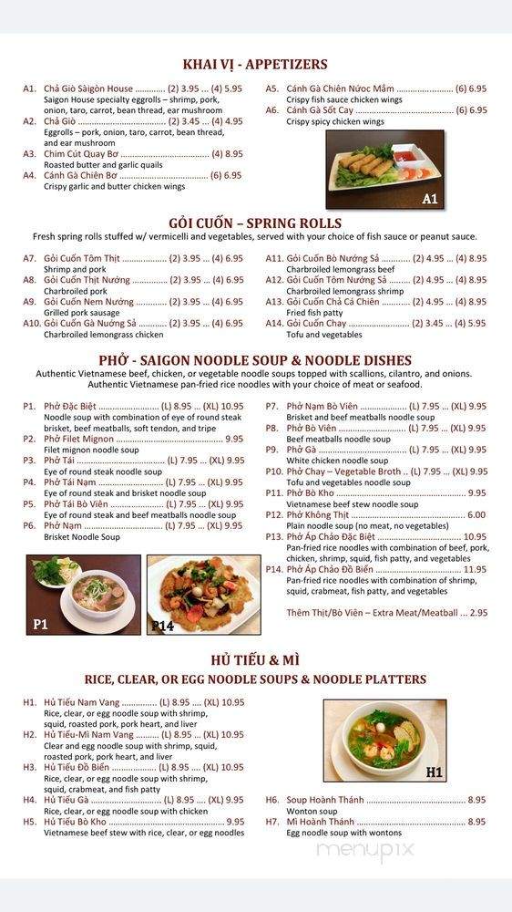 Saigon Noodle House - Terrytown, LA menu_pic