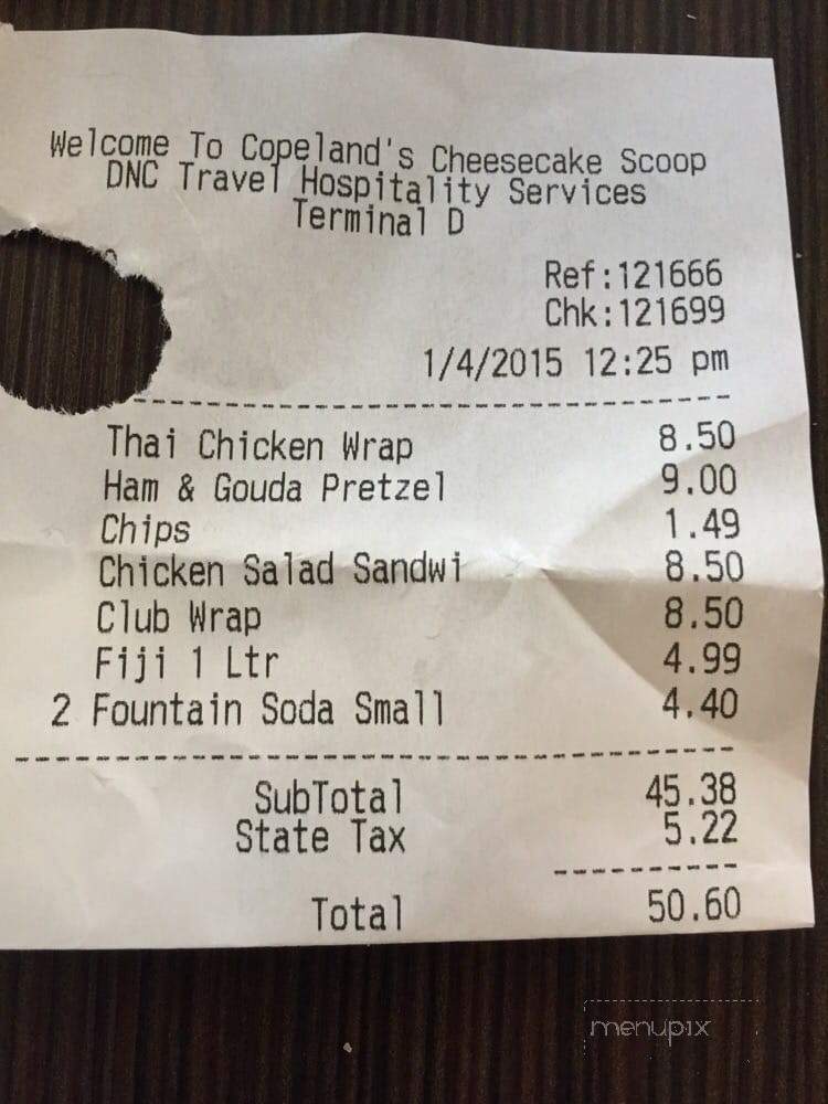 Copelands' Cheesecake Scoop Cafe - Kenner, LA menu_pic