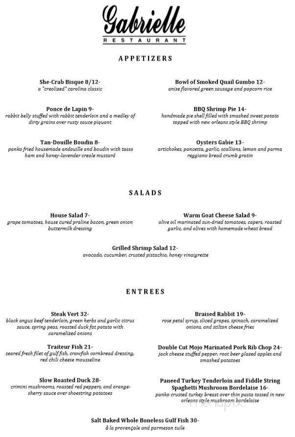 Gabrielle Restaurant - New Orleans, LA menu_pic