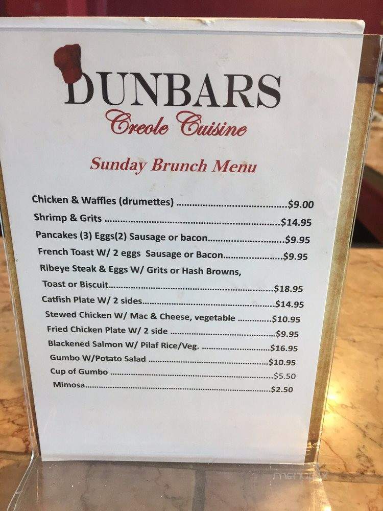 Dunbar's Creole Cuisine - New Orleans, LA menu_pic