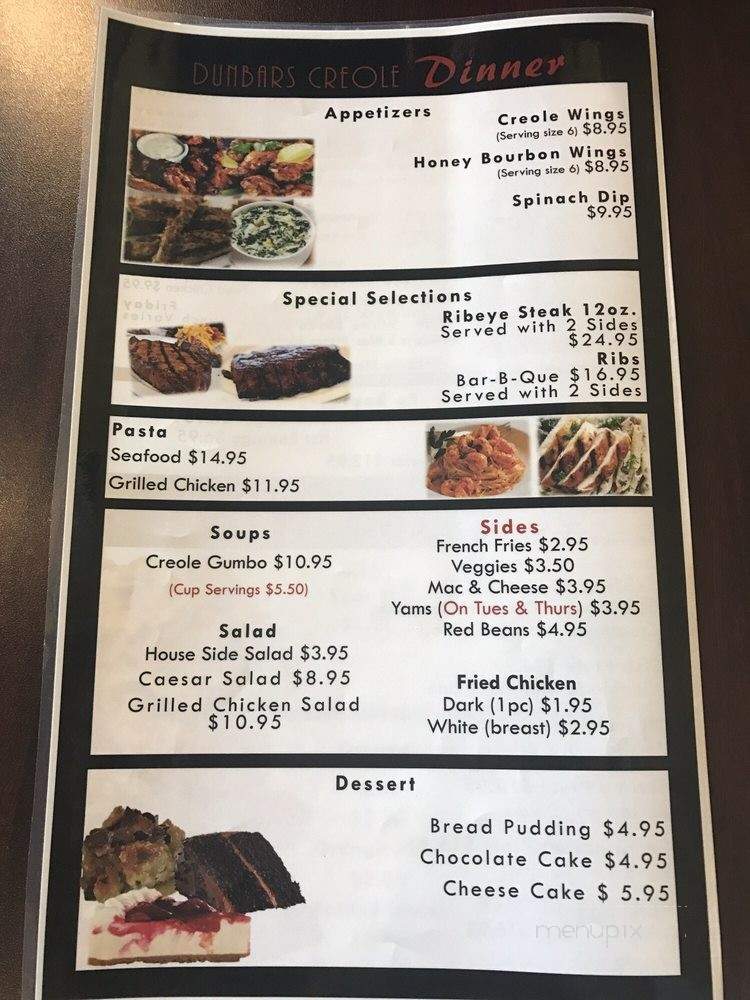Dunbar's Creole Cuisine - New Orleans, LA menu_pic