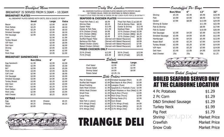 Triangle Deli - New Orleans, LA menu_pic