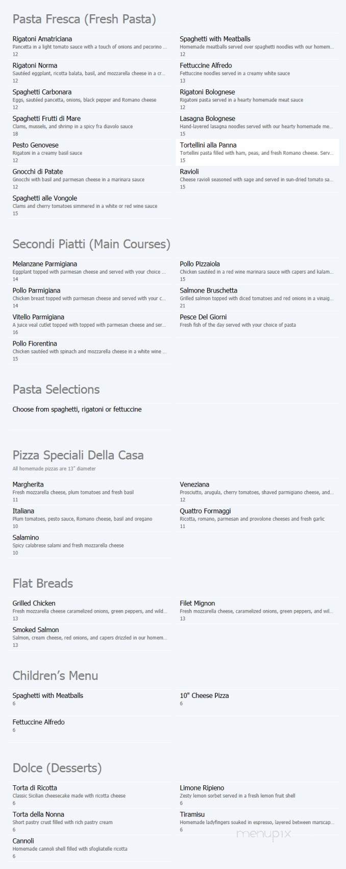 Leonardo's Trattoria & Pizzeria - Mandeville, LA menu_pic