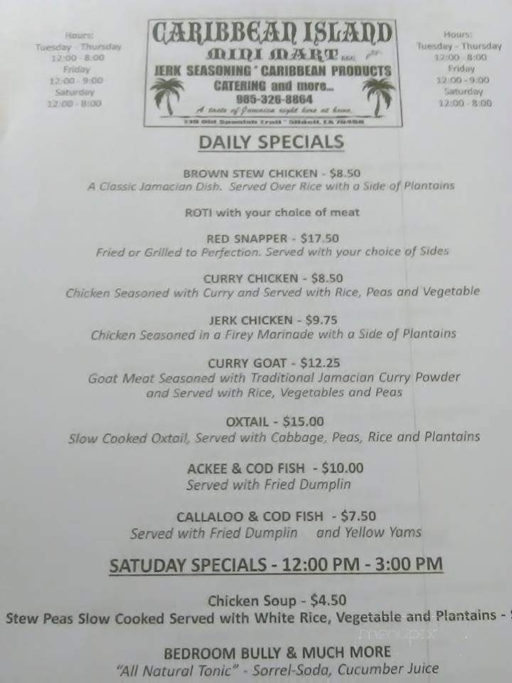 Caribbean Island Mini Mart - Slidell, LA menu_pic