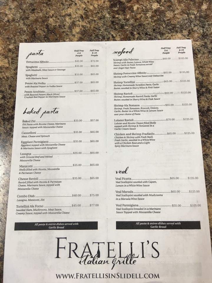 Fratelli's Italian Grille - Slidell, LA menu_pic