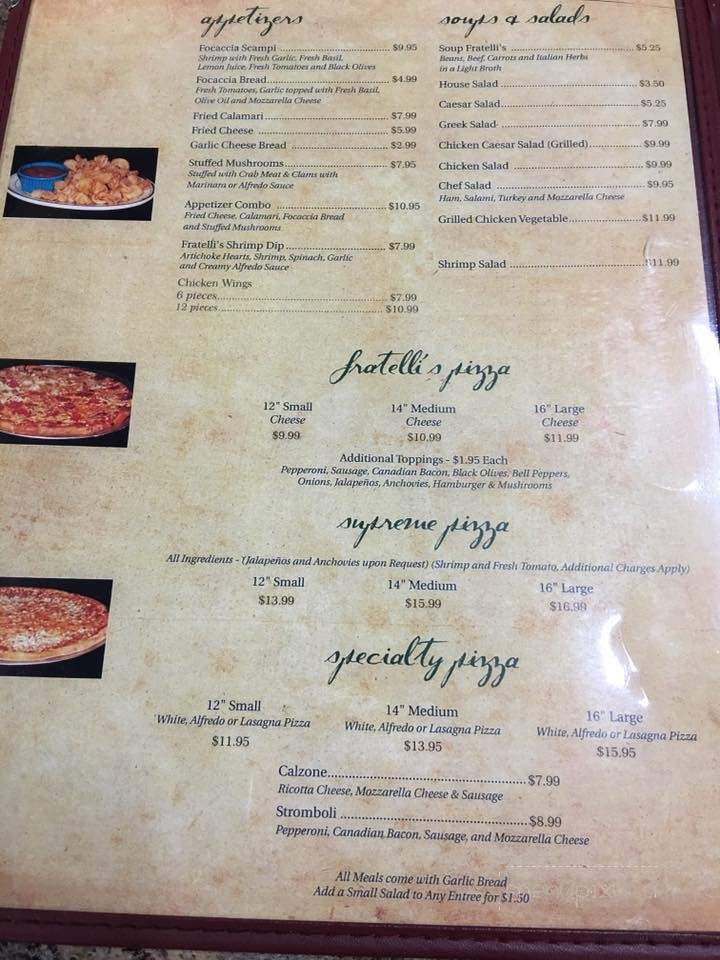 Fratelli's Italian Grille - Slidell, LA menu_pic