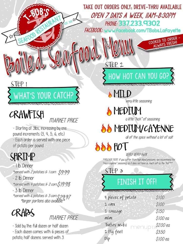 T-Bob's Seafood - Lafayette, LA menu_pic