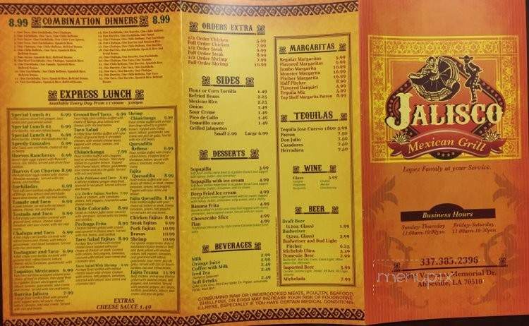 Jalisco Mexican Grill - Abbeville, LA menu_pic