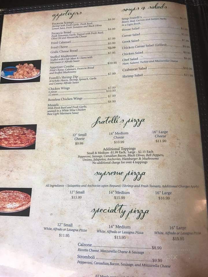 Fratelli's Italian Grille - Prairieville, LA menu_pic