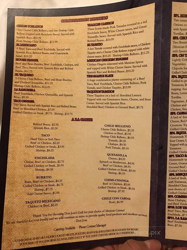 Don Jose's Grill - Baton Rouge, LA menu_pic