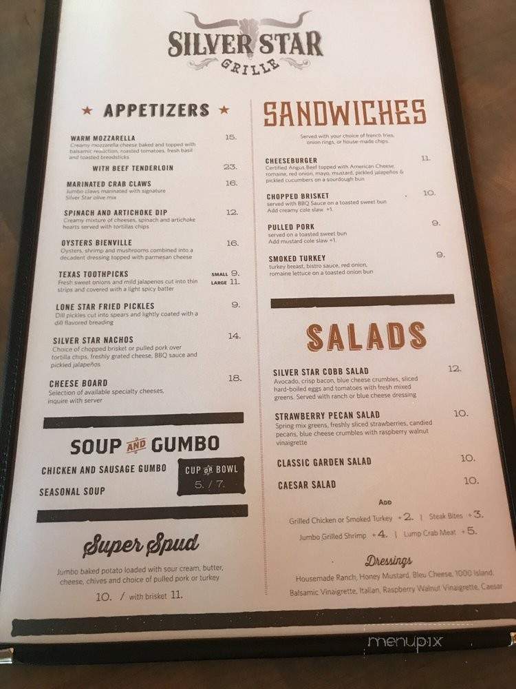 Silver Star Grille - Shreveport, LA menu_pic