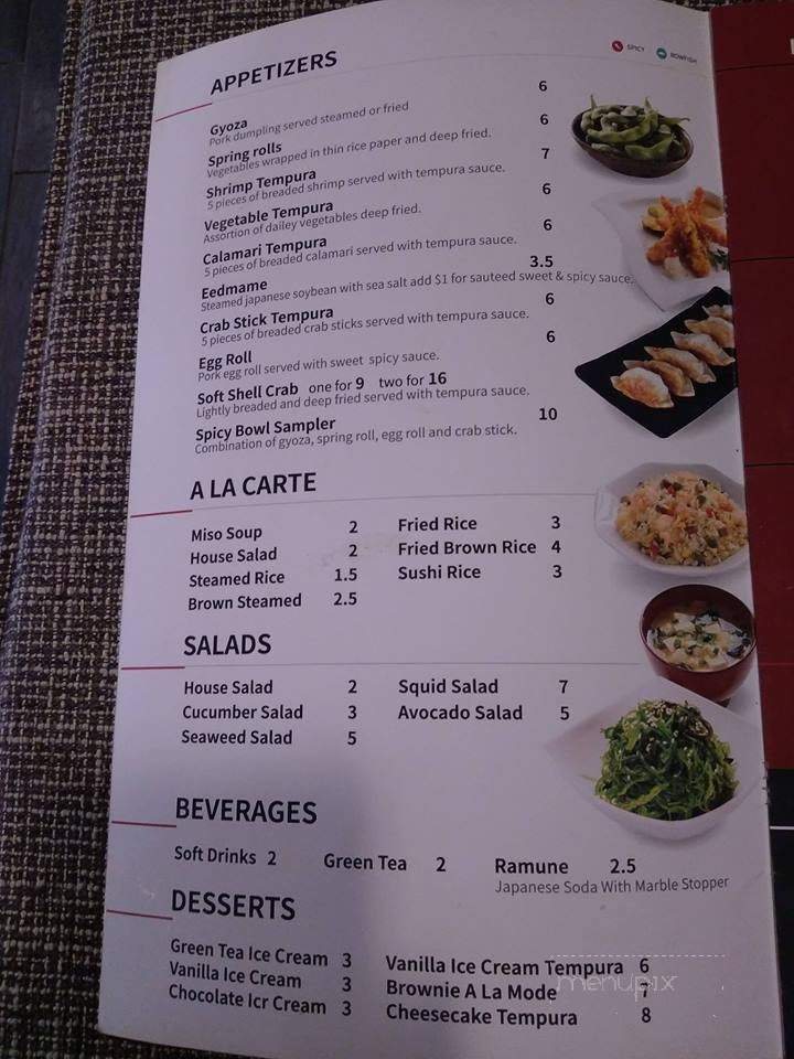 Spicy Bowl Grill & Sushi - Bossier City, LA menu_pic