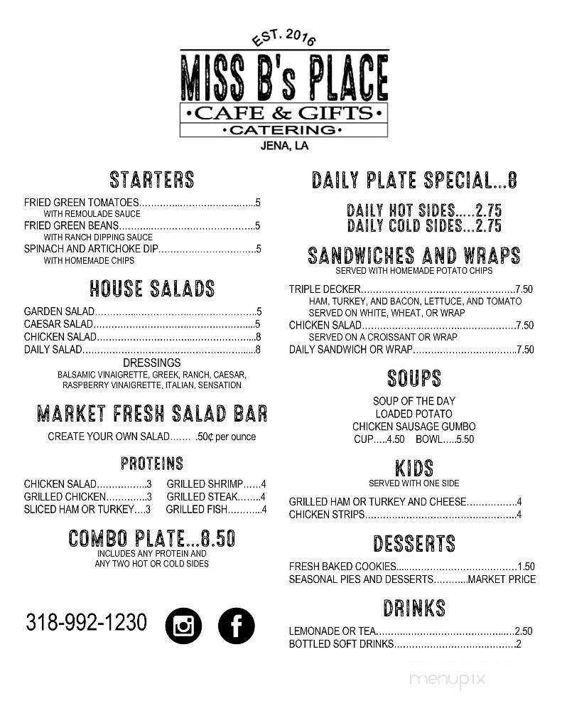 Miss B's Place - Jena, LA menu_pic