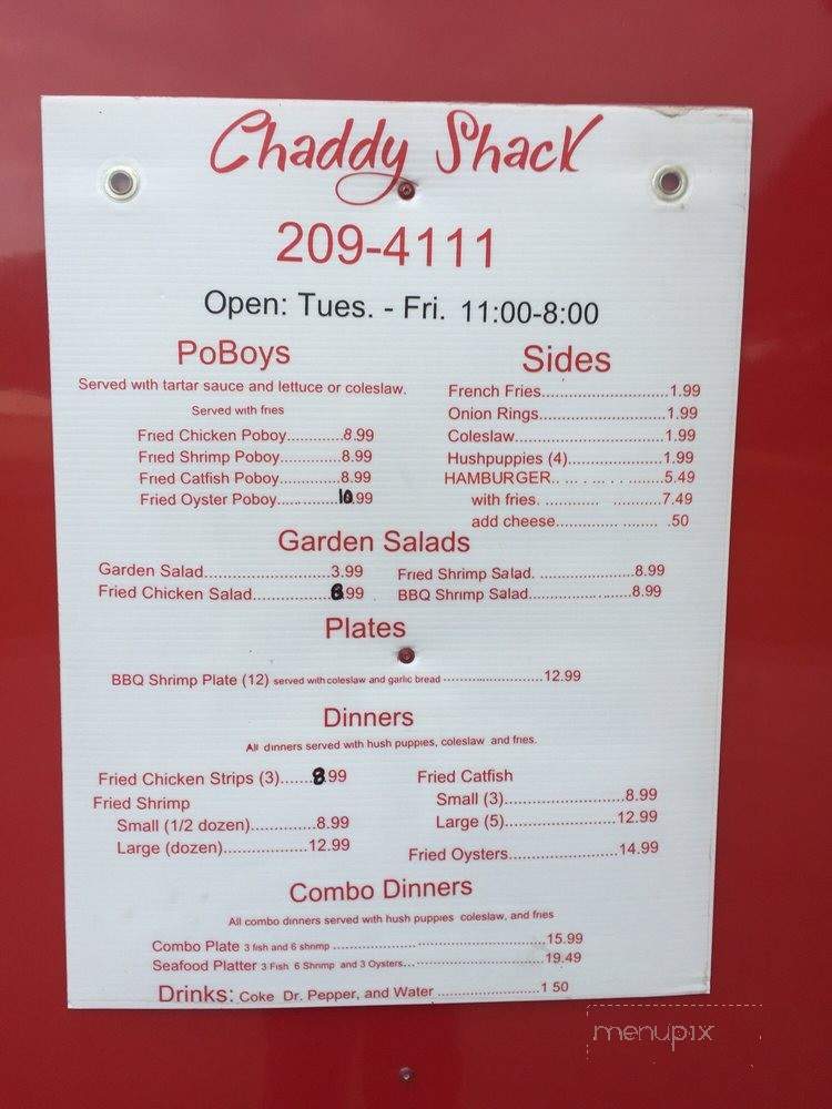 Chaddy Shack - Winnfield, LA menu_pic