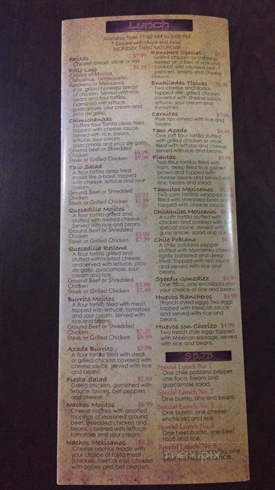 Casa Mojitos - Beebe, AR menu_pic