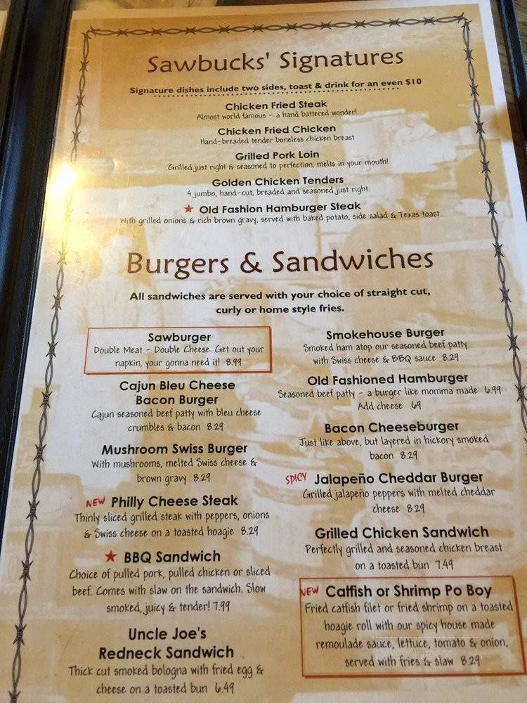 Sawbuck's - White, AR menu_pic