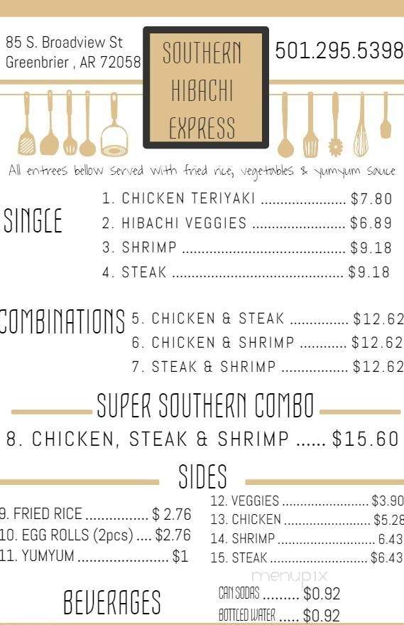 Southern Hibachi Express - Greenbrier, AR menu_pic