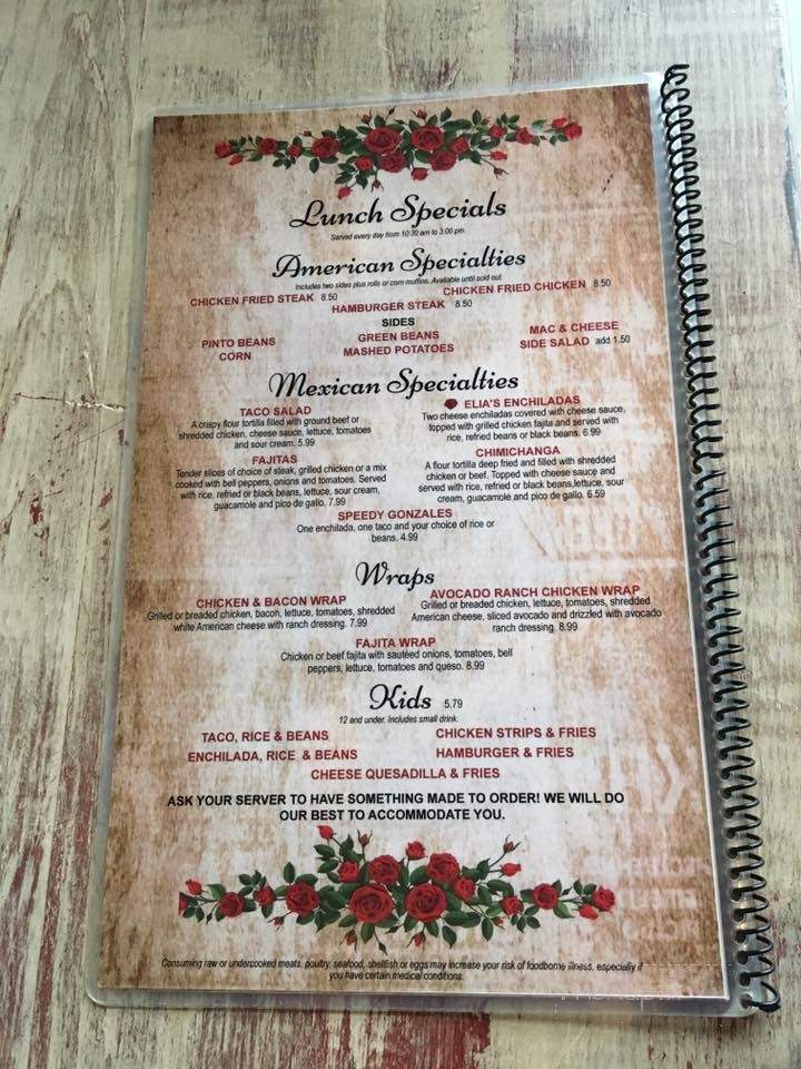 Elia's Mexican Grill - Morrilton, AR menu_pic
