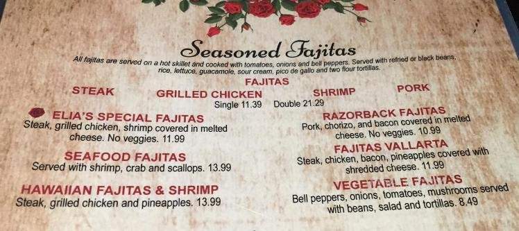 Elia's Mexican Grill - Morrilton, AR menu_pic