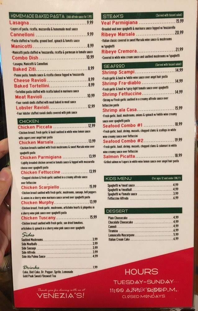 Venezia's Italian Grill - Searcy, AR menu_pic