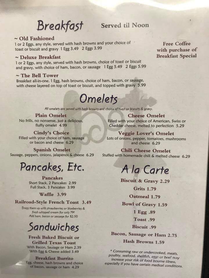 Cindys Diner Bell - Horseshoe Bend, AR menu_pic