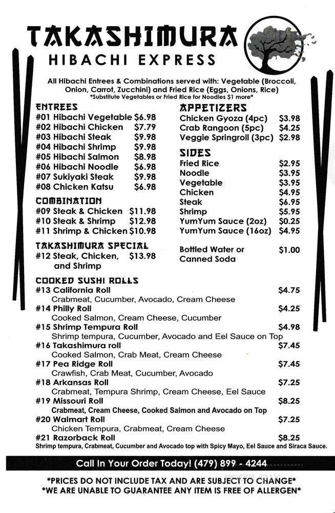 Takashimura Hibachi Express - Rogers, AR menu_pic