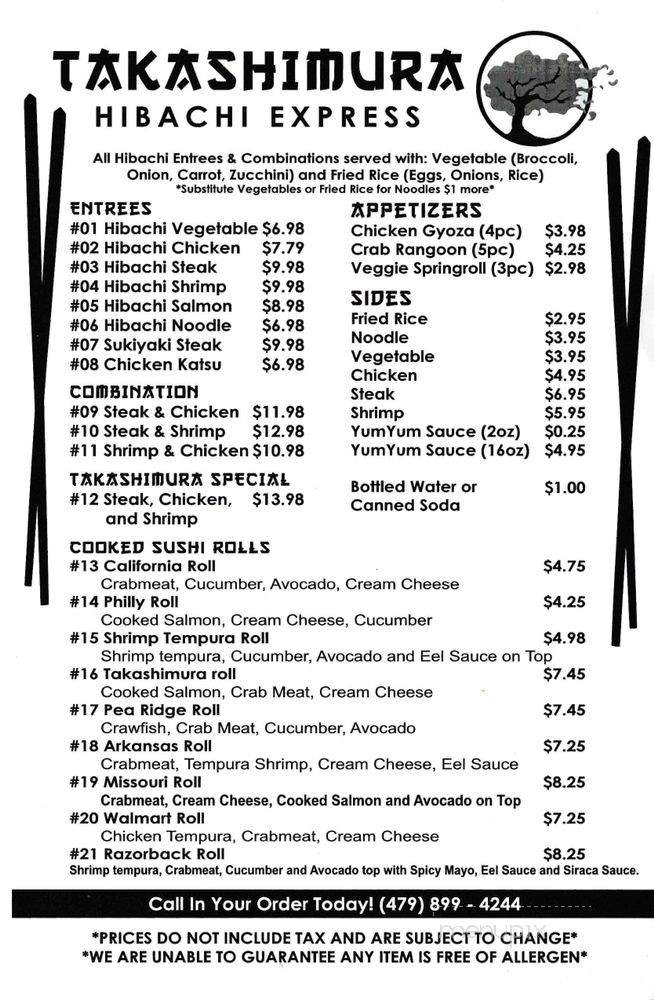 Takashimura Hibachi Express - Rogers, AR menu_pic