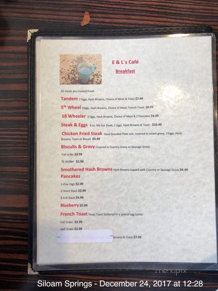 E&L's Cafe - Siloam Springs, AR menu_pic