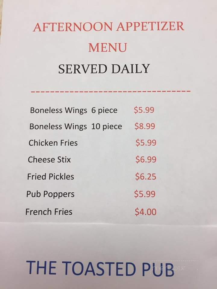 The Toasted Pub - Siloam Springs, AR menu_pic