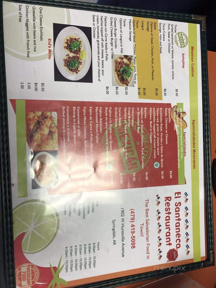 El Santaneco - Springdale, AR menu_pic