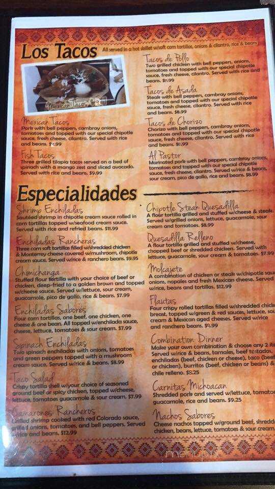 Sabores Mexican Cuisine - Fort Smith, AR menu_pic