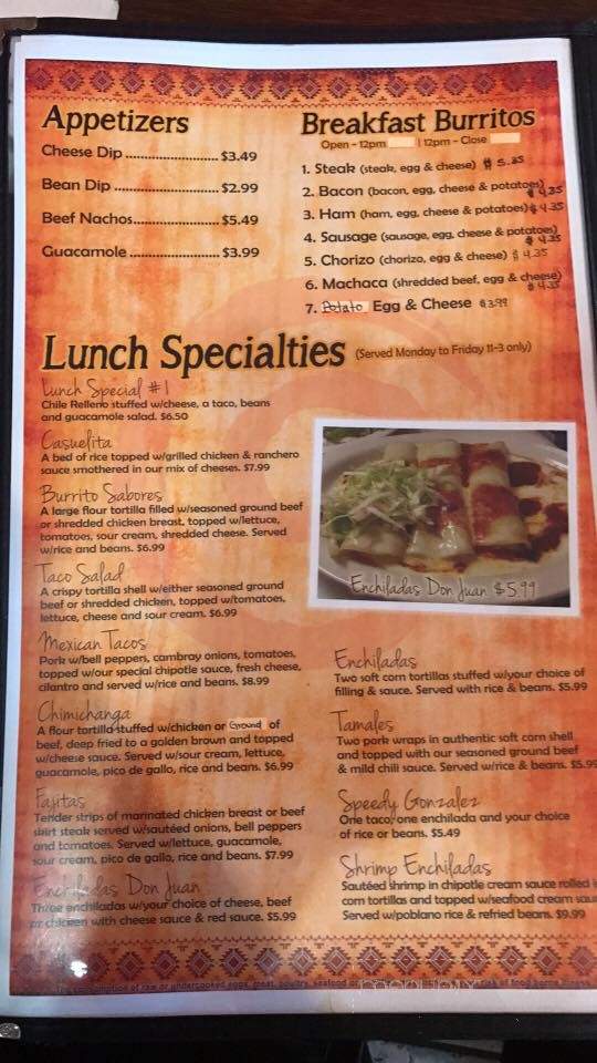 Sabores Mexican Cuisine - Fort Smith, AR menu_pic