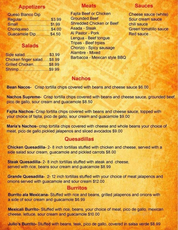 Maria's Mexican Kitchen - Chickasha, OK menu_pic