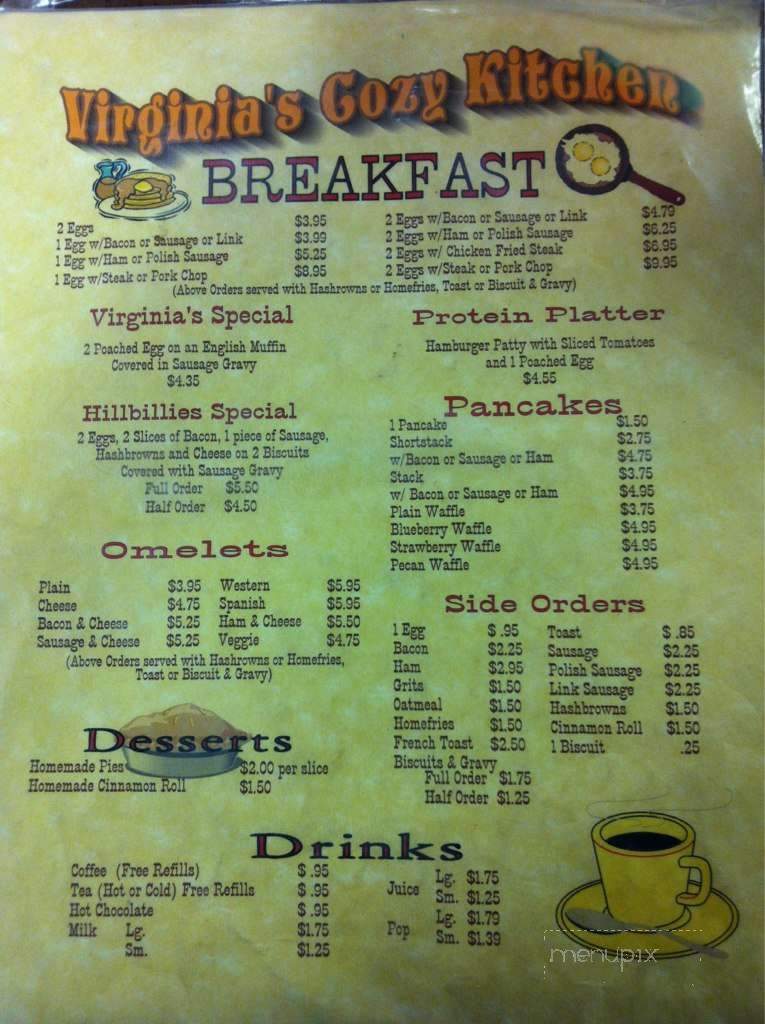 Virginia's Cozy Kitchen - Edmond, OK menu_pic