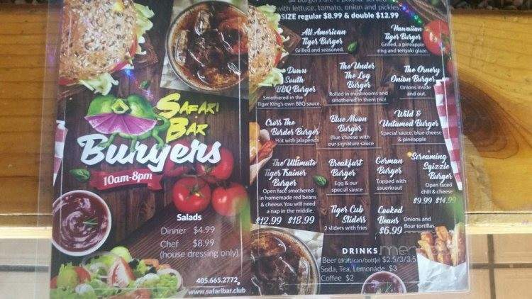 Safari Bar and Grill - Wynnewood, OK menu_pic