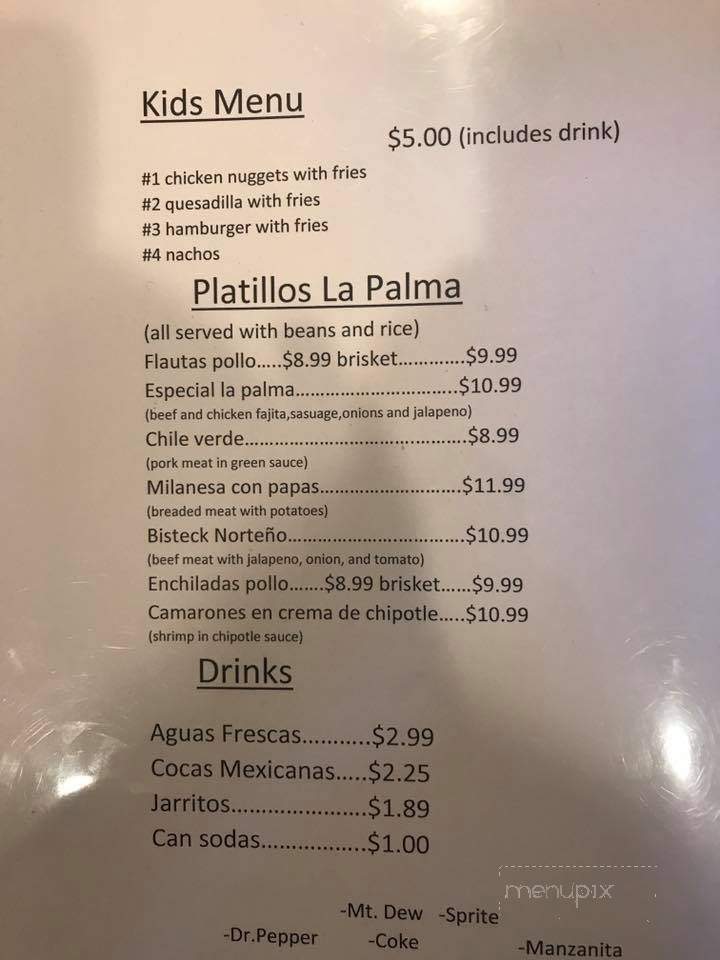 Taco's La Palma - Ardmore, OK menu_pic