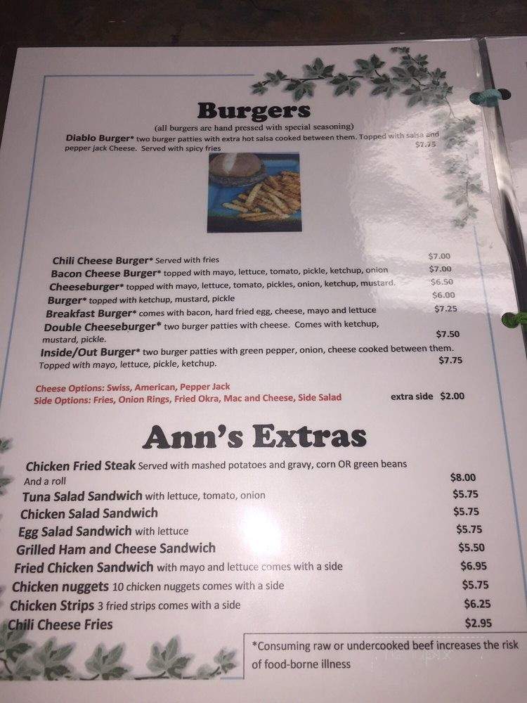 Ann's Home Cookin Cafe - Lawton, OK menu_pic