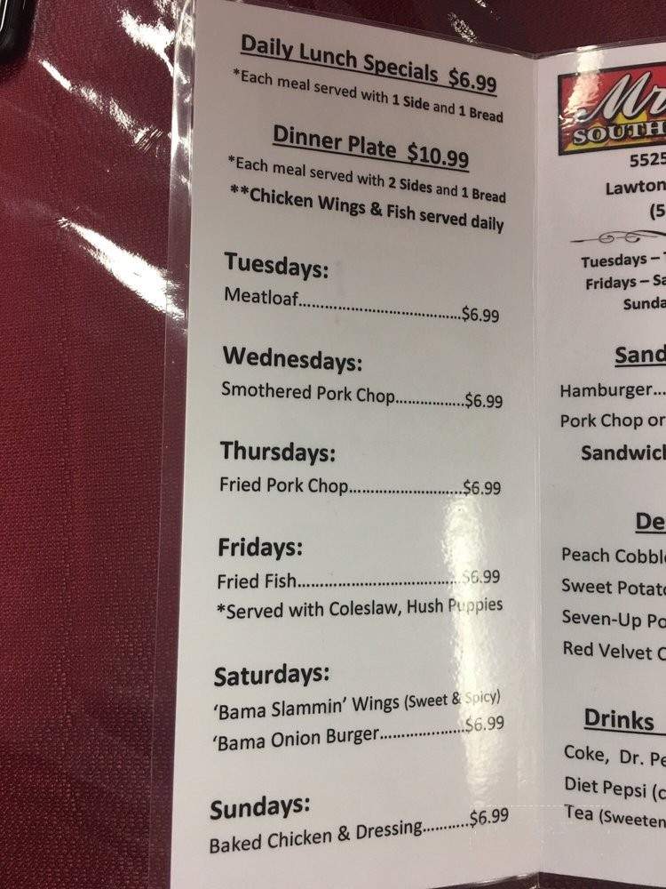 Mrs. GG's Southern Cookin' - Lawton, OK menu_pic