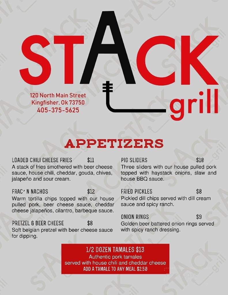 Stack Grill - Kingfisher, OK menu_pic