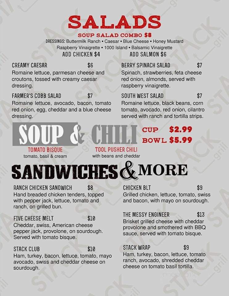 Stack Grill - Kingfisher, OK menu_pic