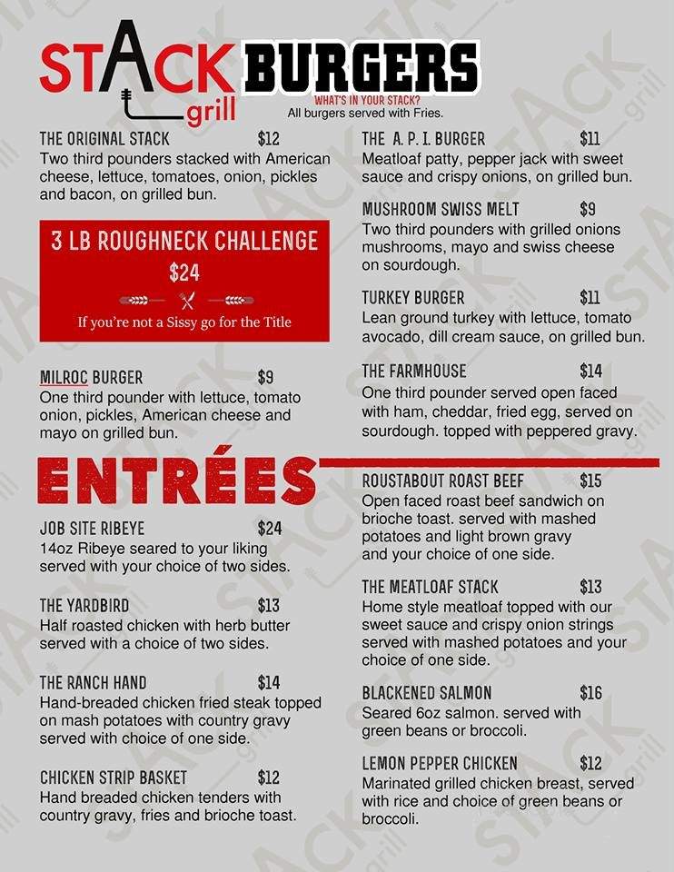 Stack Grill - Kingfisher, OK menu_pic