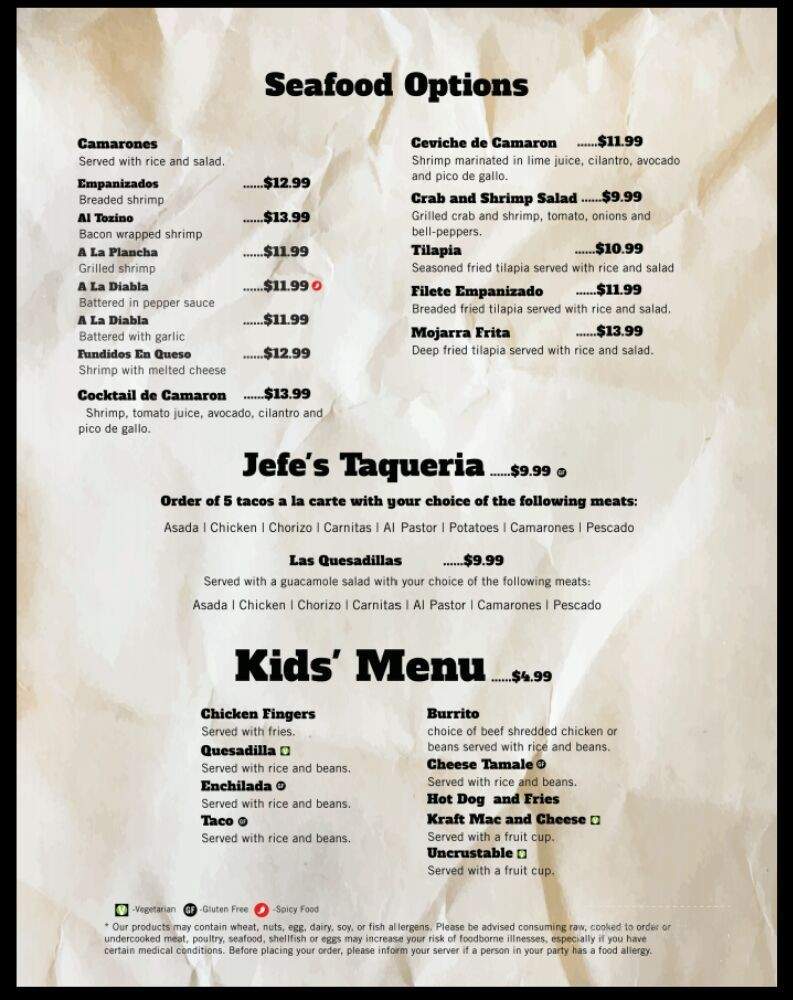 Jefe's Mexican Cocina and Cantina - Broken Arrow, OK menu_pic