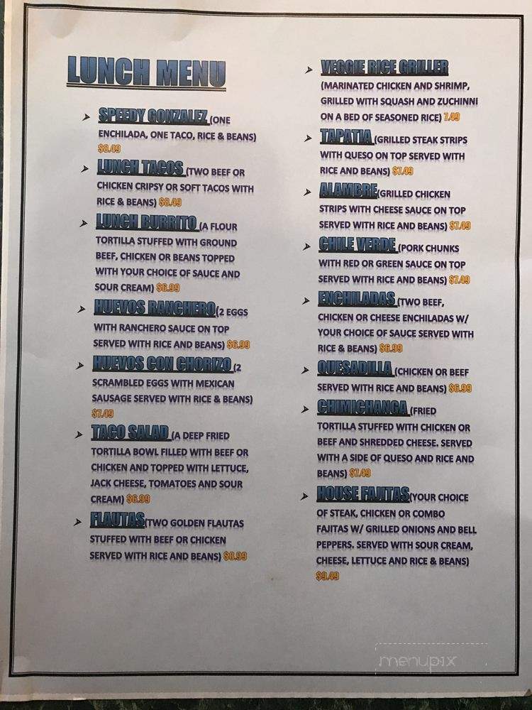 Mr. Pancho Mexican Grill & Cantina - Owasso, OK menu_pic