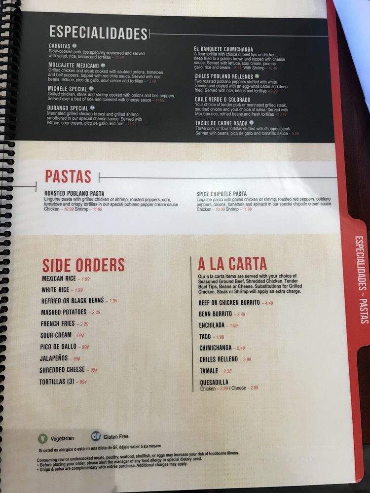 Itza Mexican Bistro - Skiatook, OK menu_pic
