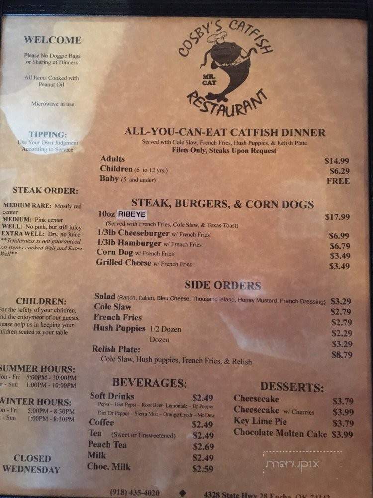 Cosby's Catfish - Eucha, OK menu_pic