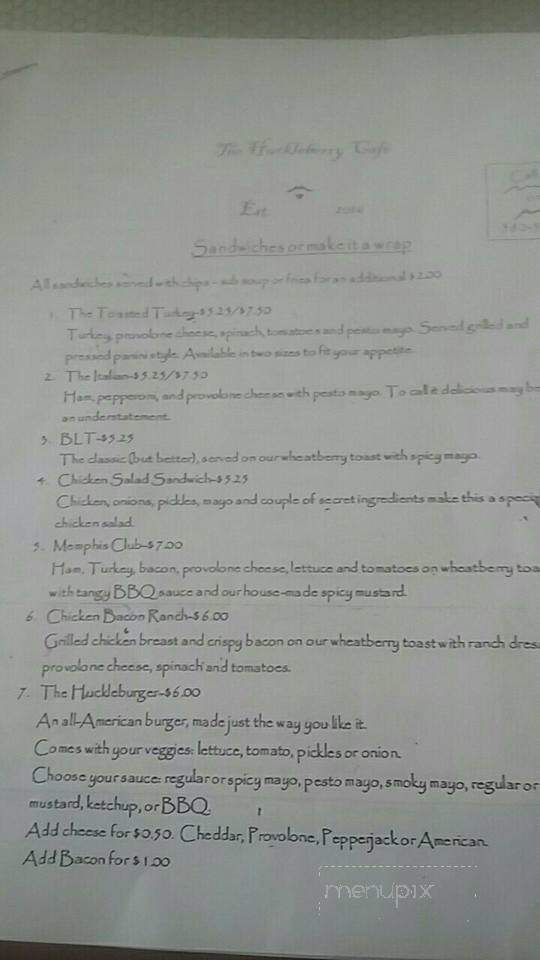The Huckleberry Cafe - Broken Bow, OK menu_pic