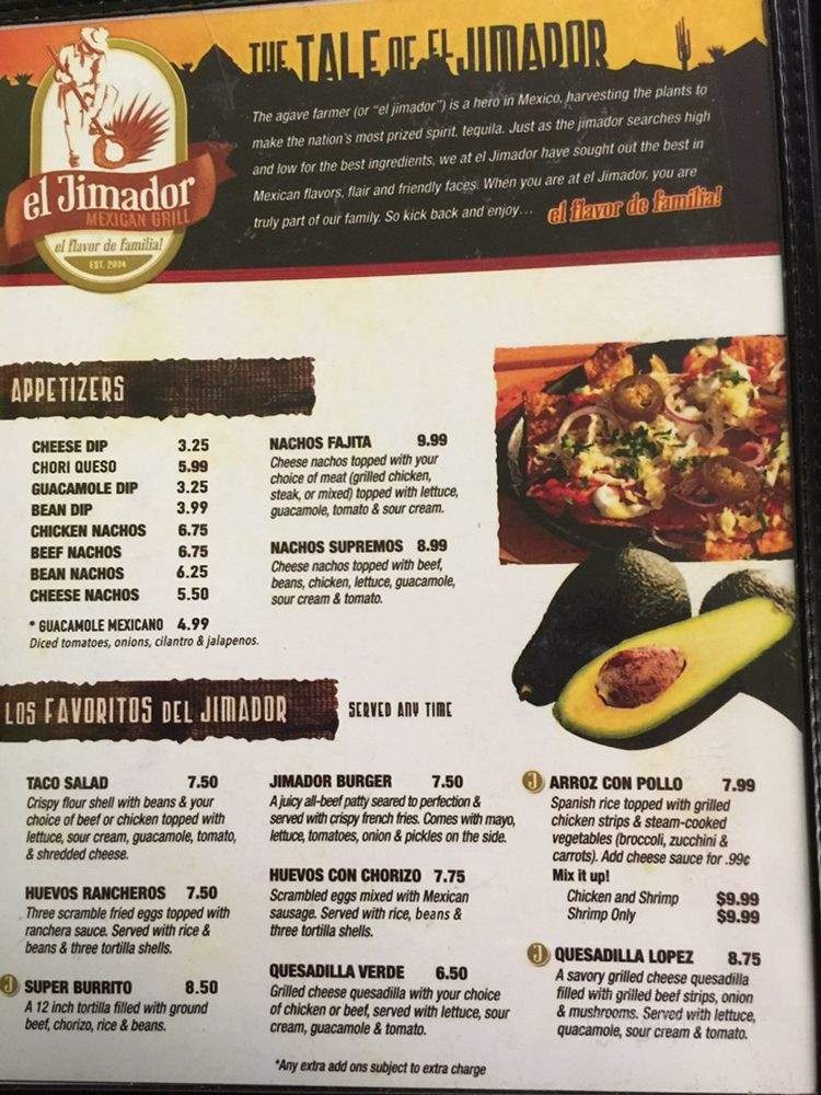 El Jimador - Tecumseh, OK menu_pic