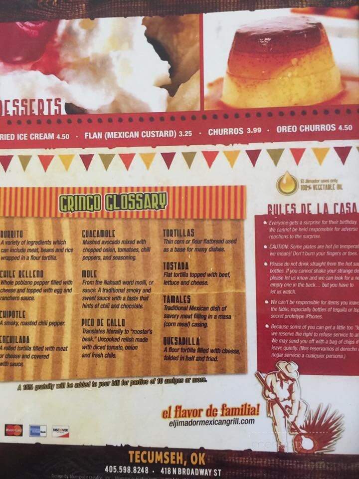 El Jimador - Tecumseh, OK menu_pic
